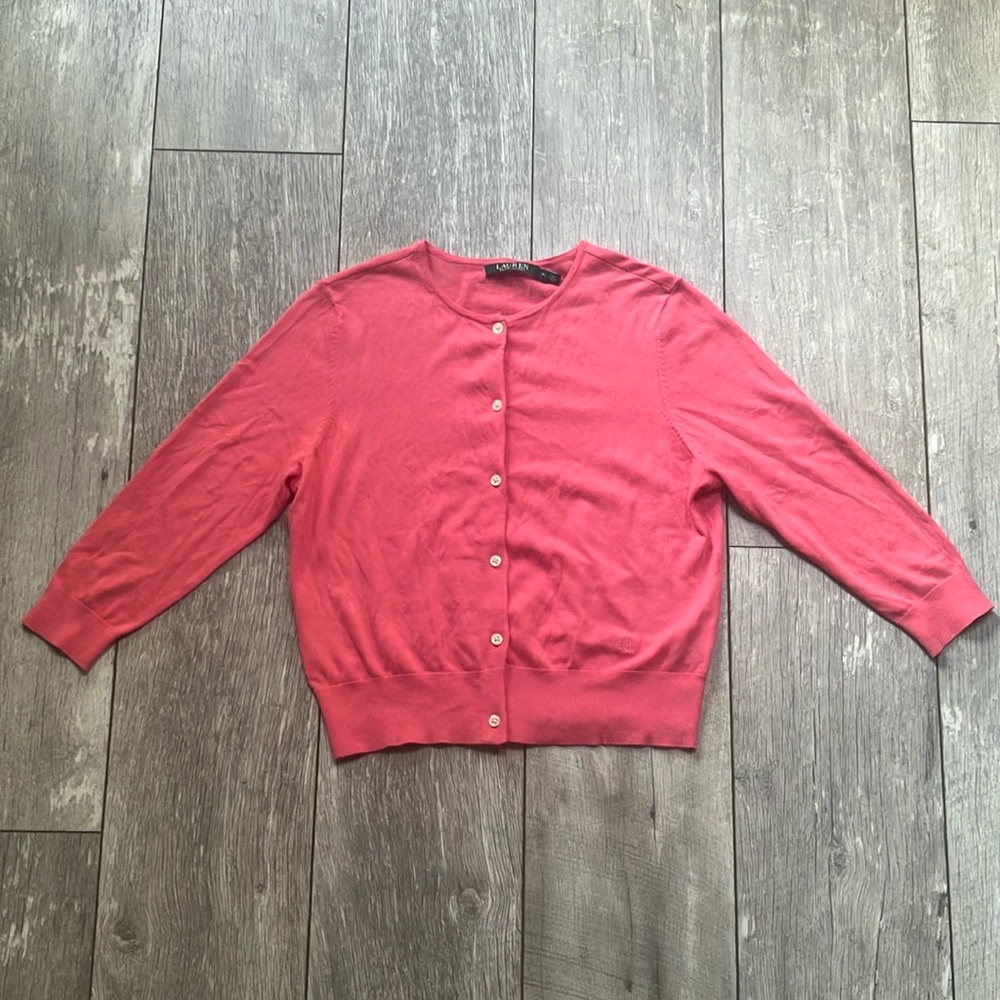 LAUREN BY RALPH LAUREN PINK CARDIGAN